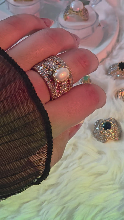 Zircon Judao Pearl Statement Ring