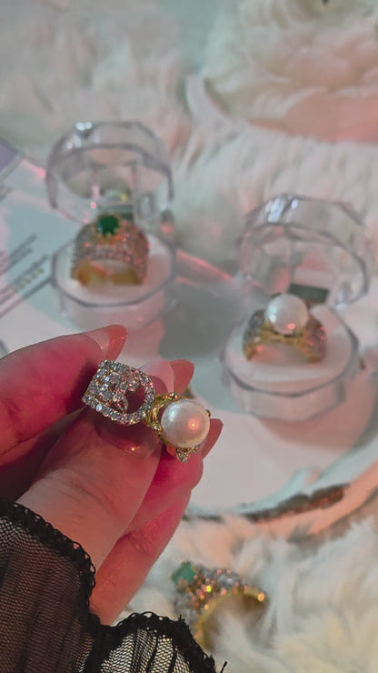 Premium zircon pearl ring