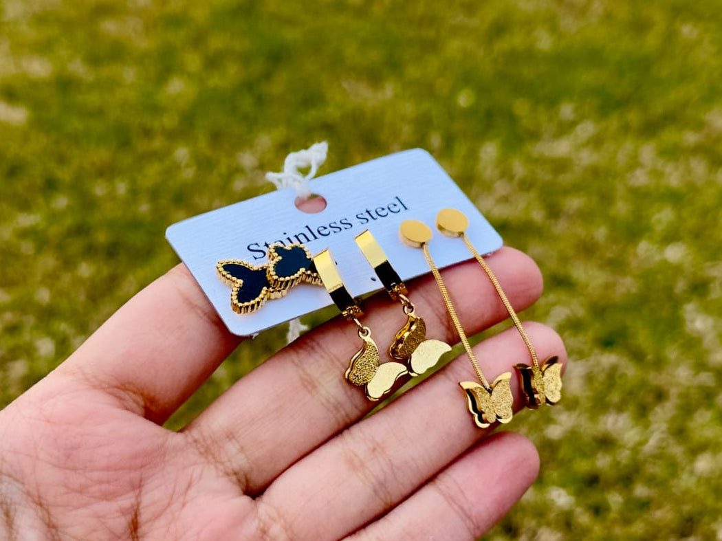 3pc set stainless steel earrings