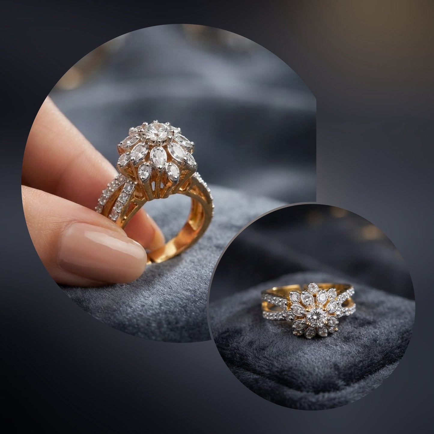 Leafy queen cut zircone ring