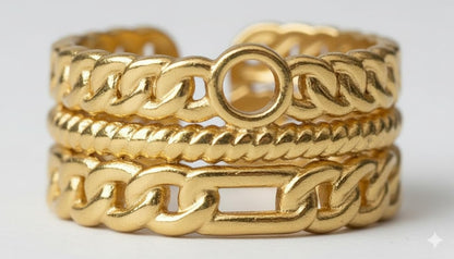 Stainless steel triple layer chain ring