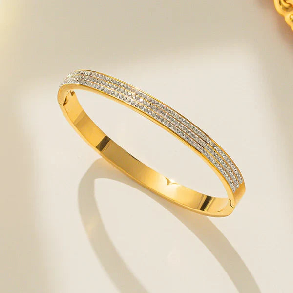 Gold plated triple line America diamond handcuff