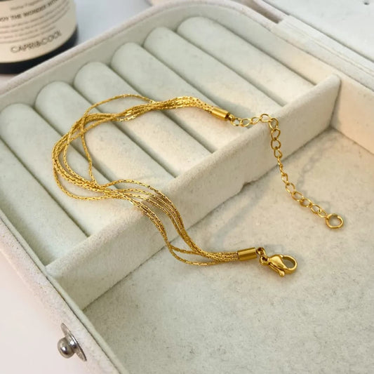 Slim chunky multilayer chain bracelet