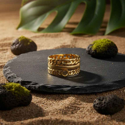 Stainless steel triple layer chain ring