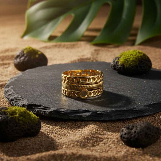 Stainless steel triple layer chain ring
