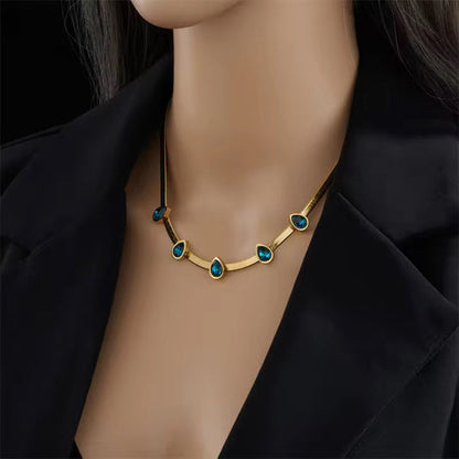 Gold water droplet necklace