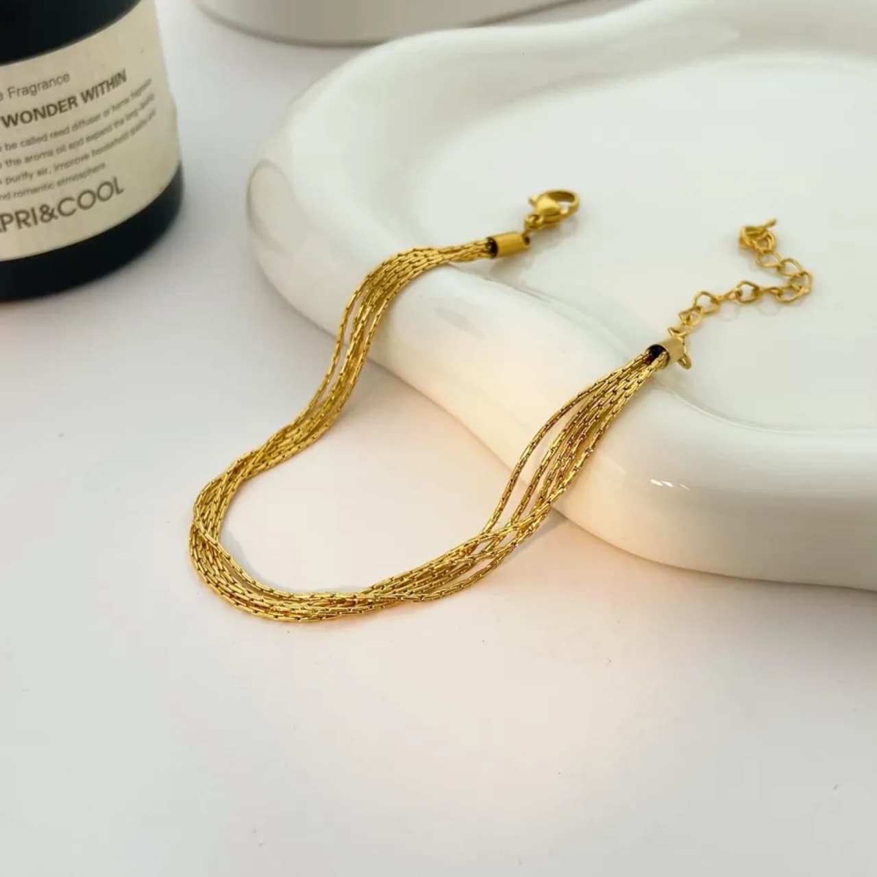 Slim chunky multilayer chain bracelet